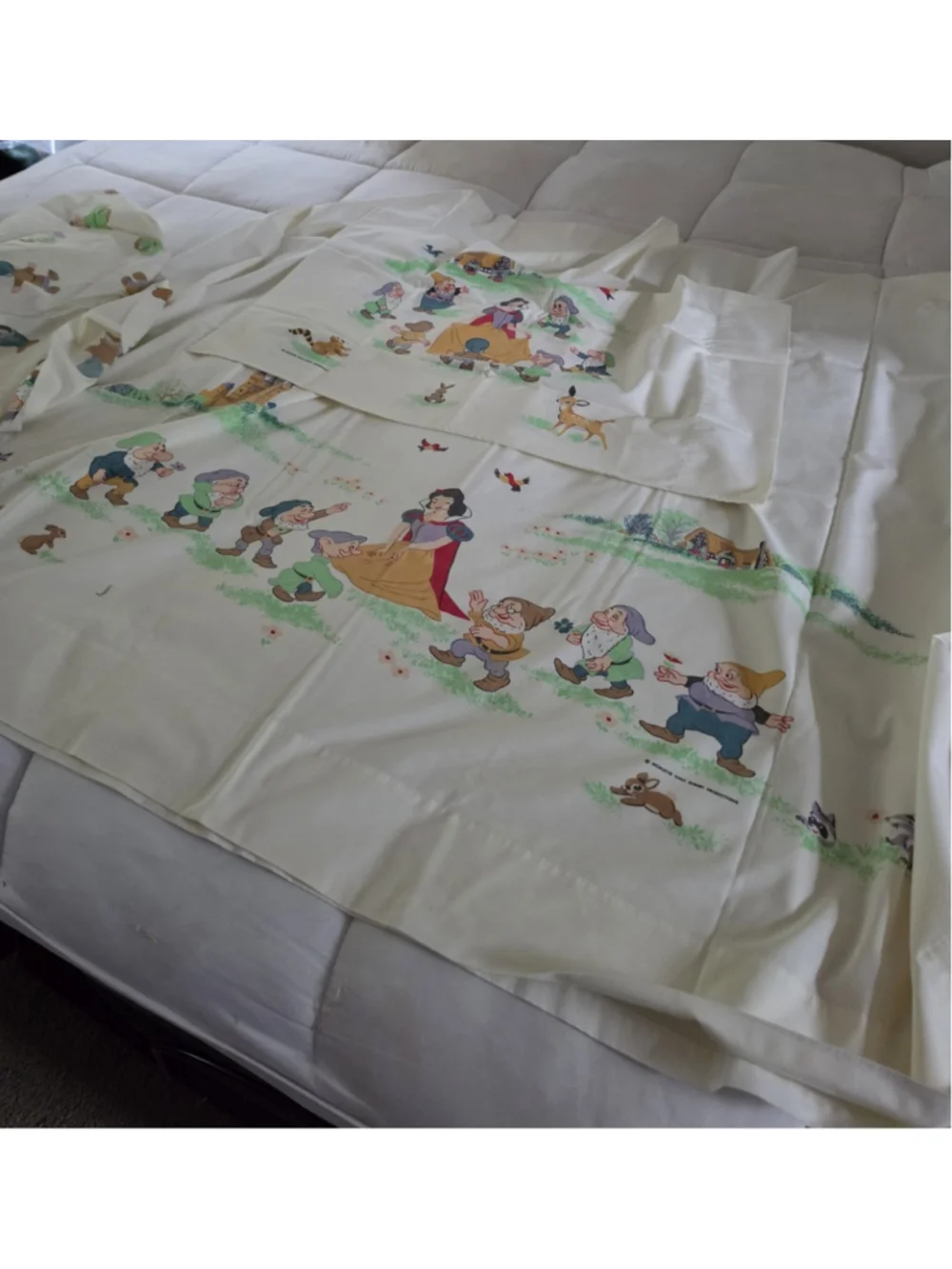 1967 Walt Disney Snow White & Dwarfs Twin Sheet Set Wamsutta Ultracale Complete